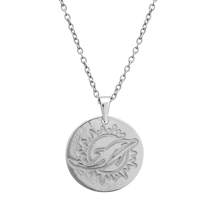 Miami Dolphins Sterling Silver Reversible Pendant Necklace, Women's, Size: 18