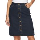 Women's Croft & Barrow&reg; Button-front Jean Skirt, Size: 14, Blue