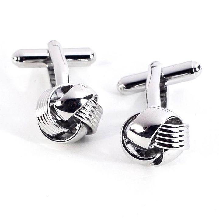 Rhodium-plated Knot Cuff Links, Men's