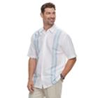 Men's Havanera Short Sleeve Linen Yarn Dye Panel Button-down Shirt, Size: Medium, White