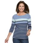Women's Croft & Barrow&reg; Button-shoulder Boatneck Top, Size: Medium, Dark Blue