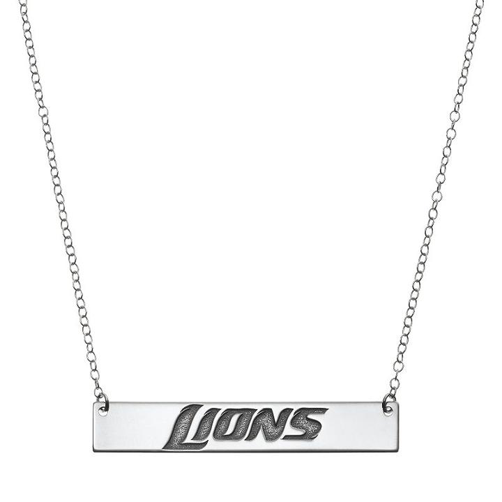 Detriot Lions Sterling Silver Bar Link Necklace, Women's, Size: 18, Grey