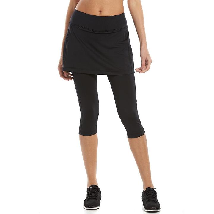 Women's Tek Gear&reg; Core Performance Tennis Skirted Capri Leggings, Size: Medium, Black