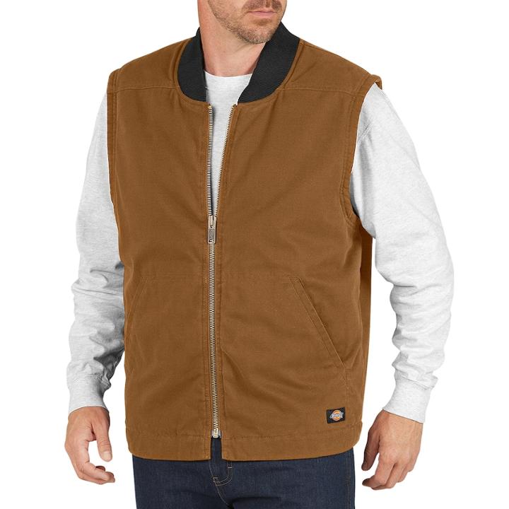 Men's Dickies Sanded Duck Insulated Vest, Size: Xl, Dark Beige