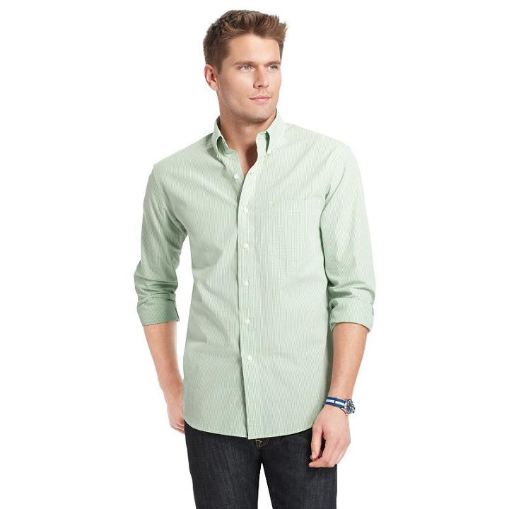 Men's Izod Checked Casual Button-down Shirt, Size: Xxl, Lt Green