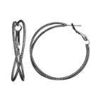 Textured Crisscross Nickel Free Hoop Earrings, Women's, Oxford