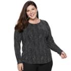 Plus Size Apt. 9&reg; Essential Long Sleeve Top, Women's, Size: 4xl, Black