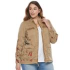 Plus Size Sonoma Goods For Life&trade; Floral Embroidered Jacket, Women's, Size: 3xl, Beig/green (beig/khaki)