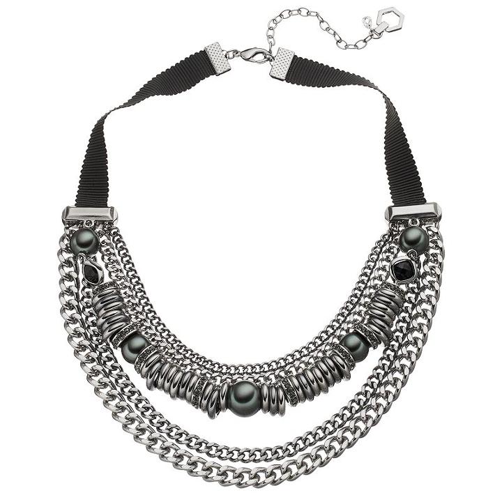 Simply Vera Vera Wang Ribbon Chain Swag Necklace, Women's, Grey Other