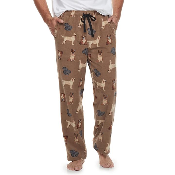 Big & Tall Croft & Barrow&reg; Patterned Microfleece Lounge Pants, Men's, Size: M Tall, Brown