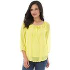 Women's Ab Studio Lace-trim Peasant Top, Size: Medium, Dark Grey