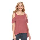 Women's Sonoma Goods For Life&trade; Ribbed Cold-shoulder Tee, Size: Large, Dark Red