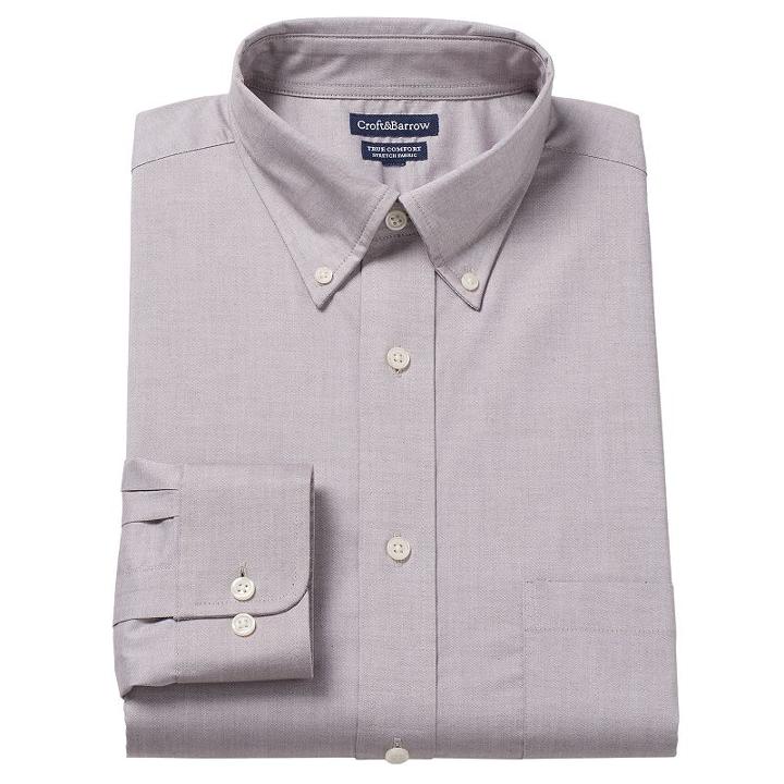 Men's Croft & Barrow&reg; Easy-care True Comfort Slim-fit Stretch Dress Shirt, Size: 16-34/35, Dark Brown