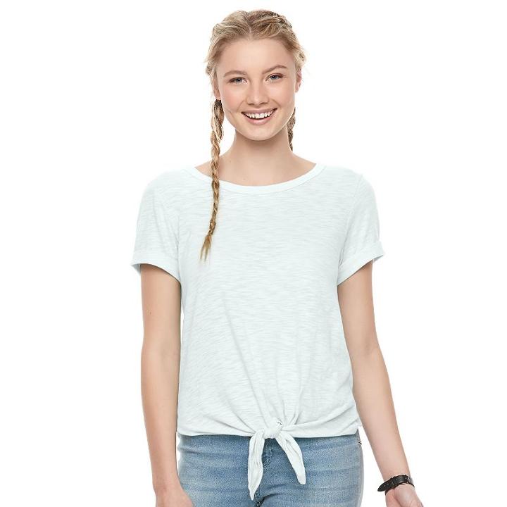 Juniors' So&reg; Tie Front Tee, Girl's, Size: Medium, White