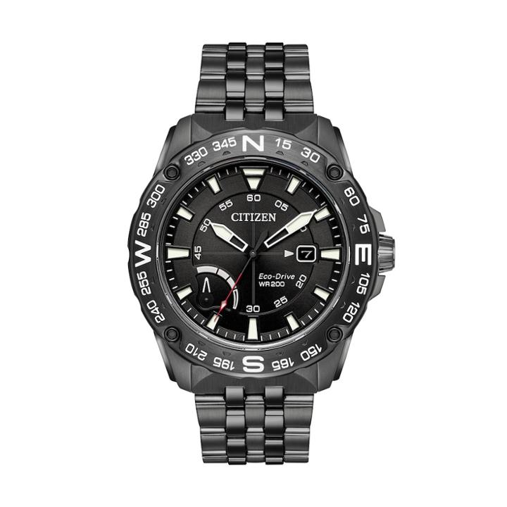 Citizen Eco-drive Men's Prt Gunmetal Ion-plated Stainless Steel Watch - Aw7047-54h, Size: Large, Grey