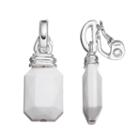 Napier White Rectangle Bead Nickel Free Clip On Drop Earrings, Women's