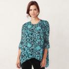 Women's Lc Lauren Conrad Pintuck Shark-bite Top, Size: Xxl, Blue