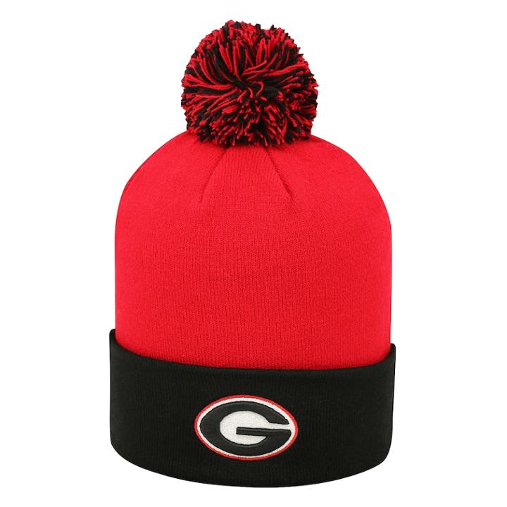 Adult Top Of The World Georgia Bulldogs Pom Knit Hat, Men's, Med Red