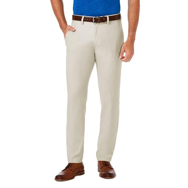 Men's Haggar&reg; Cool 18&reg; Pro Slim-fit Wrinkle-free Flat-front Super Flex Waist Pants, Size: 38x30, Lt Beige