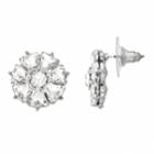 Lc Lauren Conrad Simulated Crystal Flower Nickel Free Stud Earrings, Women's, Silver