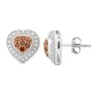 1/4 Carat T.w. Red & White Diamond Sterling Silver Tiered Heart Stud Earrings, Women's