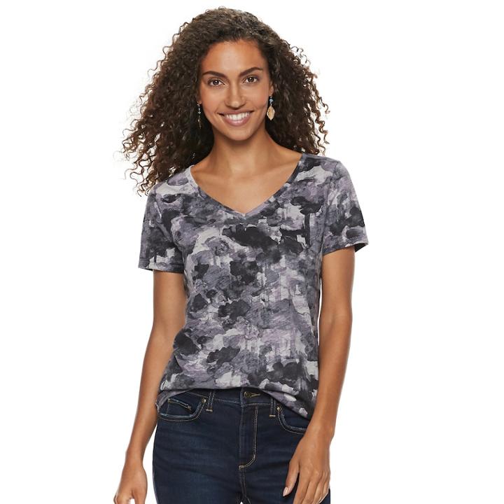 Women's Sonoma Goods For Life™ Essential V-neck Tee, Size: Large, Grey