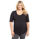 Plus Size Maternity Oh Baby By Motherhood&trade; Roll-cuff Tee, Women's, Size: 2xl, Black