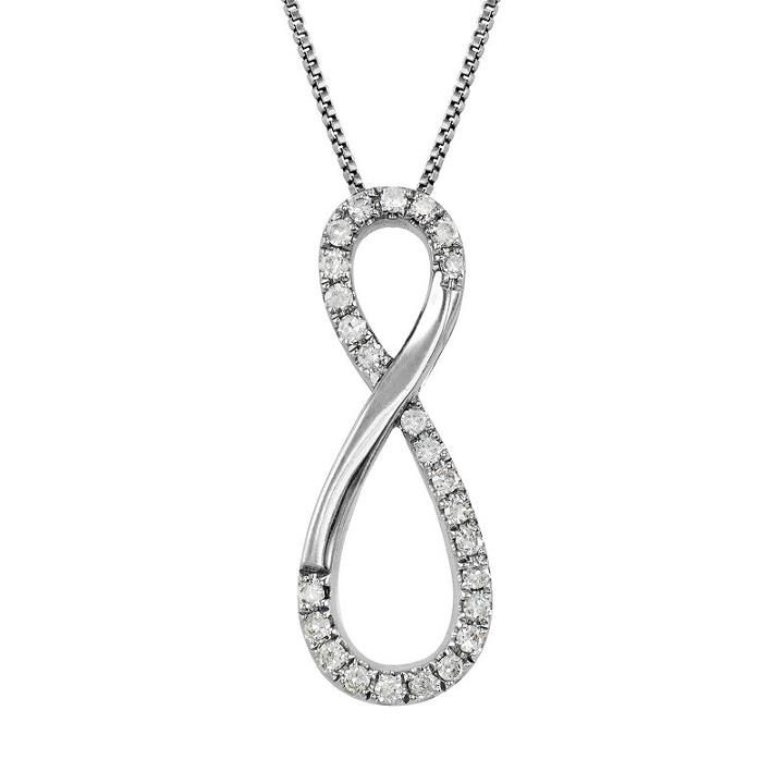 Sterling Silver 1/4-ct. T.w. Diamond Infinity Pendant, Women's, Size: 18, White