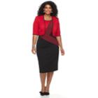 Plus Size Maya Brooke Asymmetrical Stripe Jacket & Dress Set, Women's, Size: 20 W, Dark Red