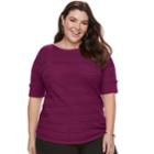 Plus Size Apt. 9&reg; Textured Ruched Boatneck Sweater, Women's, Size: 0x, Dark Red