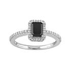 10k White Gold 1 1/5 Carat T.w. Black & White Diamond Halo Engagement Ring, Women's, Size: 9