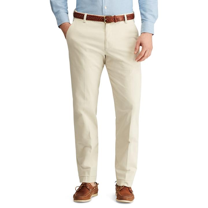 Men's Chaps Straight-fit Stretch Flat-front Pants, Size: 36x32, Beig/green (beig/khaki)