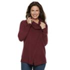 Women's Croft & Barrow&reg; Cable-knit Trim Cowlneck Sweater, Size: Medium, Red Overfl