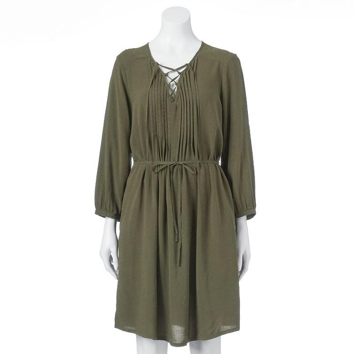 Women's Sonoma Goods For Life&trade; Lace-up Peasant Dress, Size: Xl, Med Green