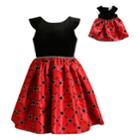 Girls 4-14 Dollie & Me Velour Plaid Dress Set, Size: 5, Black Red