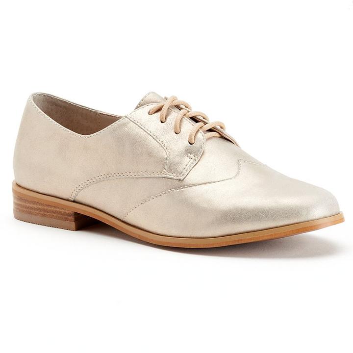 Shoemint Kody Women's Casual Suede Oxford Shoes, Girl's, Size: 6.5, Gold