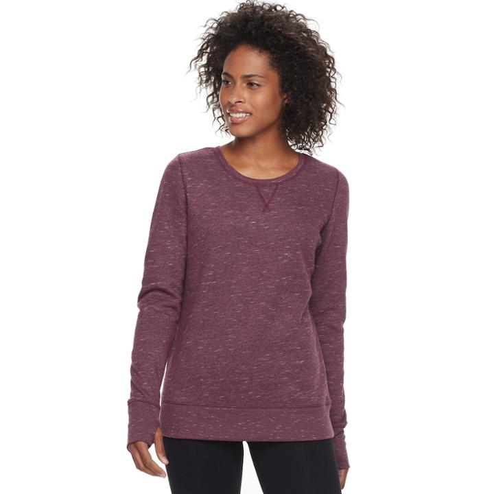 Women's Tek Gear&reg; Fleece Crew Neck Sweatshirt, Size: Xs, Drk Purple