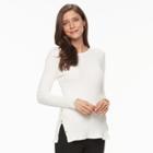 Women's Croft & Barrow&reg; Button Side Long Sleeve Top, Size: Medium, White