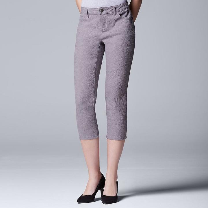 Women's Simply Vera Vera Wang Jacquard Capris, Size: 8, Med Purple