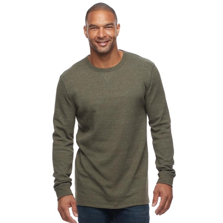 Big & Tall Sonoma Goods For Life&trade; Slim-fit Thermal Performance Crewneck Tee, Men's, Size: Xl Tall, Dark Green