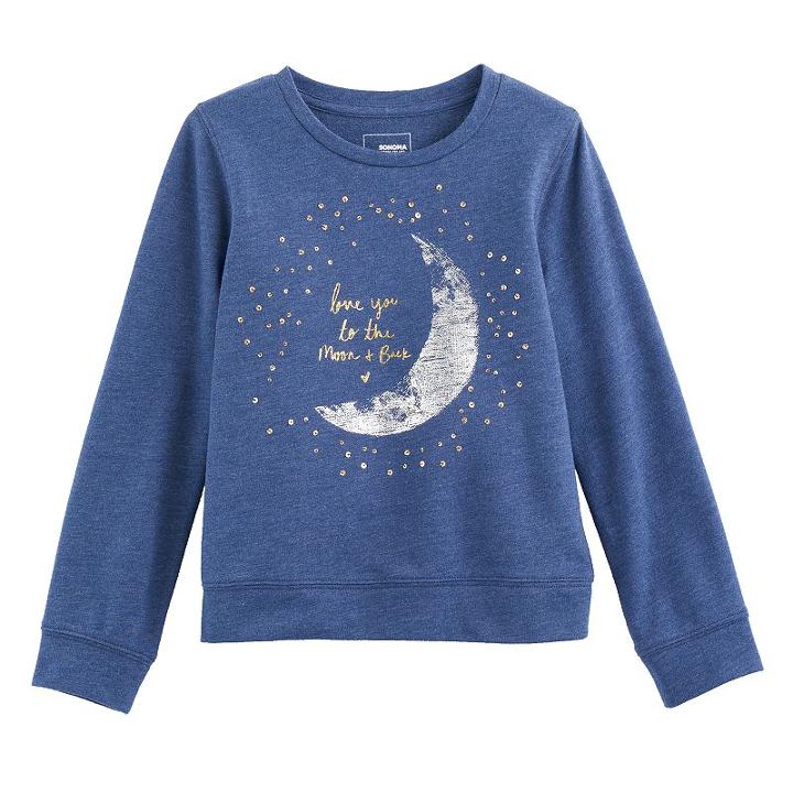 Girls 4-12 Sonoma Goods For Life&trade; Embellished Long-sleeve Sweatshirt, Size: 5, Blue