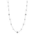 Chaps Simulated Pearl And Simulated Crystal Long Station Necklace, Women's, Grey