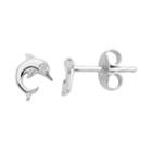 Little Diva Diamonds Kids' Sterling Silver Diamond Accent Dolphin Stud Earrings, Girl's, White