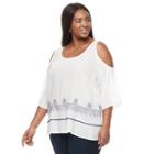 Plus Size Kate And Sam Embroidered Gauze Top, Women's, Size: 3xl, Natural