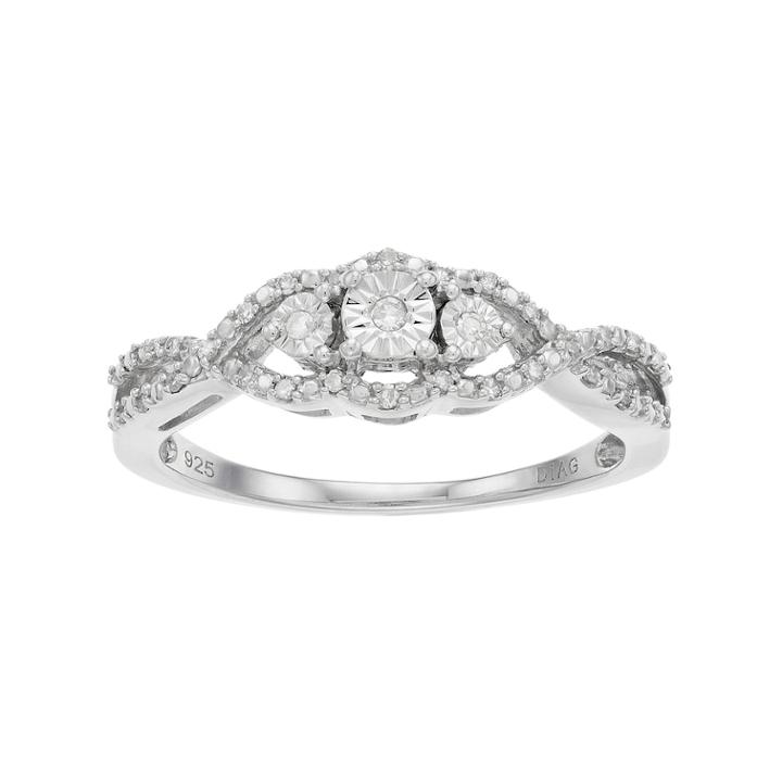 Everlasting Diamonds Sterling Silver 1/10 Carat T.w. Diamond Tiered 3-stone Ring, Women's, Size: 7, White