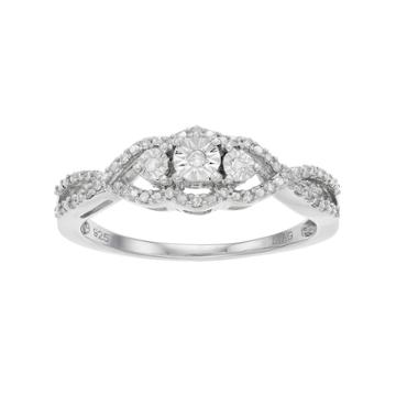 Everlasting Diamonds Sterling Silver 1/10 Carat T.w. Diamond Tiered 3-stone Ring, Women's, Size: 7, White