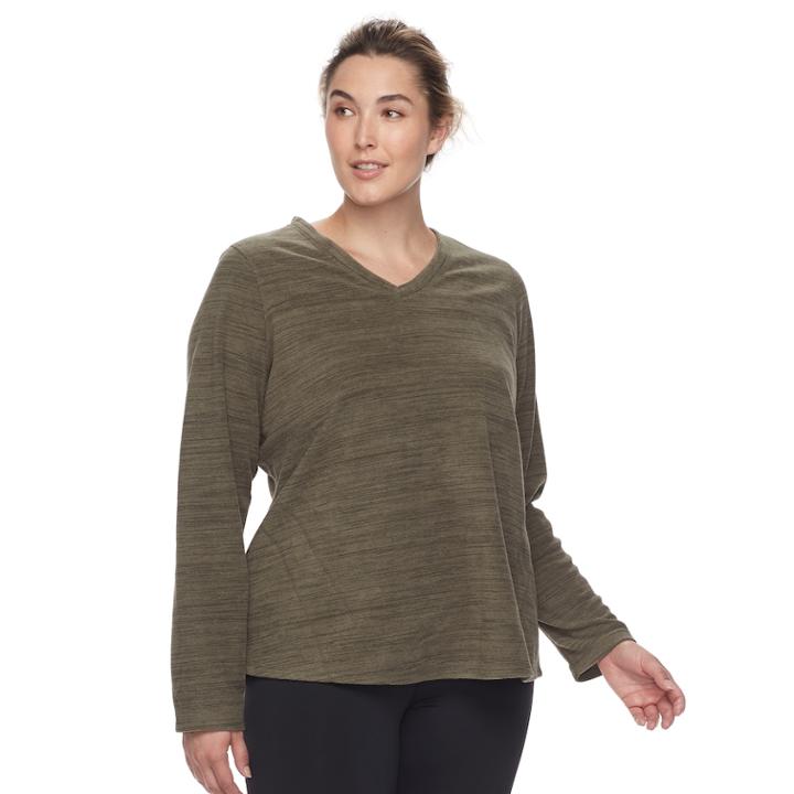 Plus Size Tek Gear&reg; Microfleece V-neck Top, Women's, Size: 2xl, Dark Green
