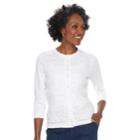 Women's Croft & Barrow&reg; Lace Front Cardigan, Size: Xl, White