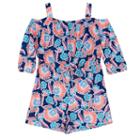 Girls 7-16 Iz Amy Byer 3/4-length Sleeve Cold Shoulder Patterned Romper, Girl's, Size: Small, Ovrfl Oth