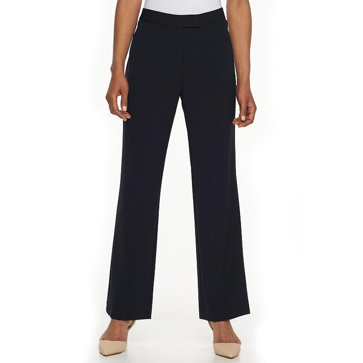 Women's Napa Valley Slimming Solution Straight-leg Pants, Size: 12 Short, Blue (navy)
